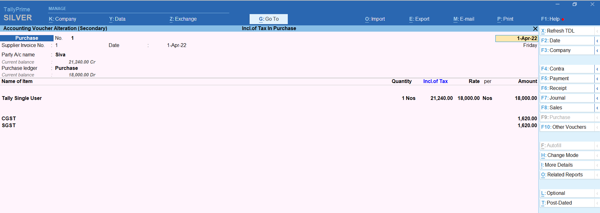 Tax Inclusive Rate in Voucher Entry TallyPrime – TallyPrime add-on by AK Soft Solutions