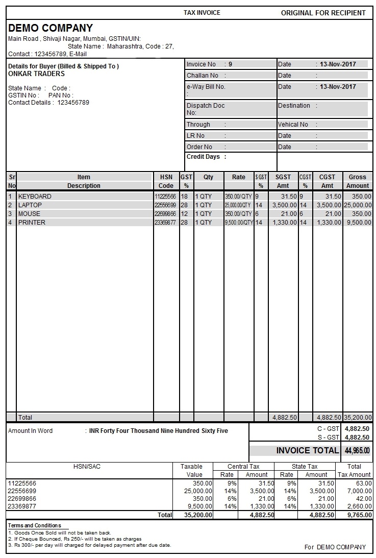 Dynamic Color GST Sales Invoice For Tally – TallyPrime add-on by AK Soft Solutions