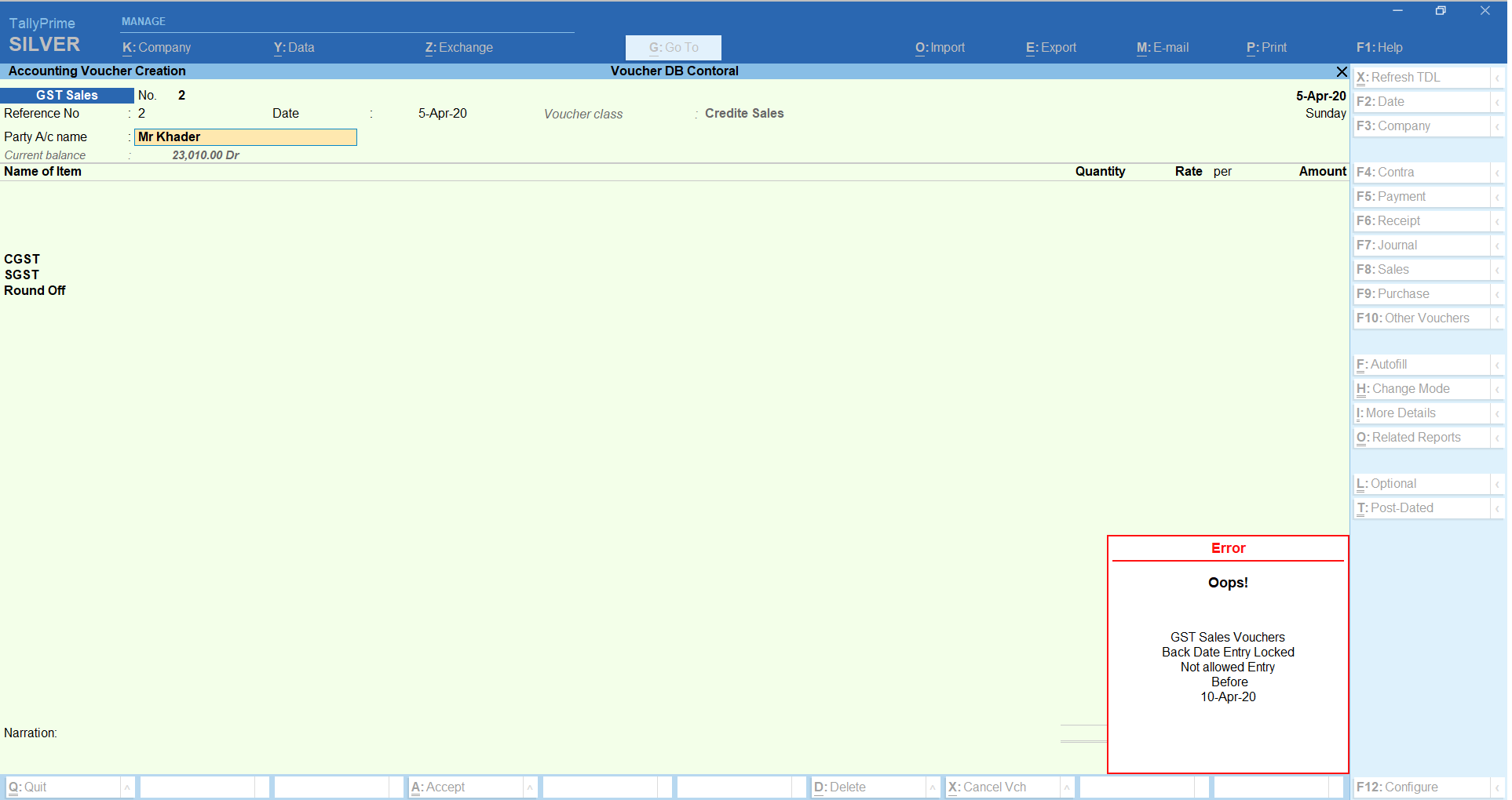 Back Date Voucher Control – TallyPrime add-on by AK Soft Solutions