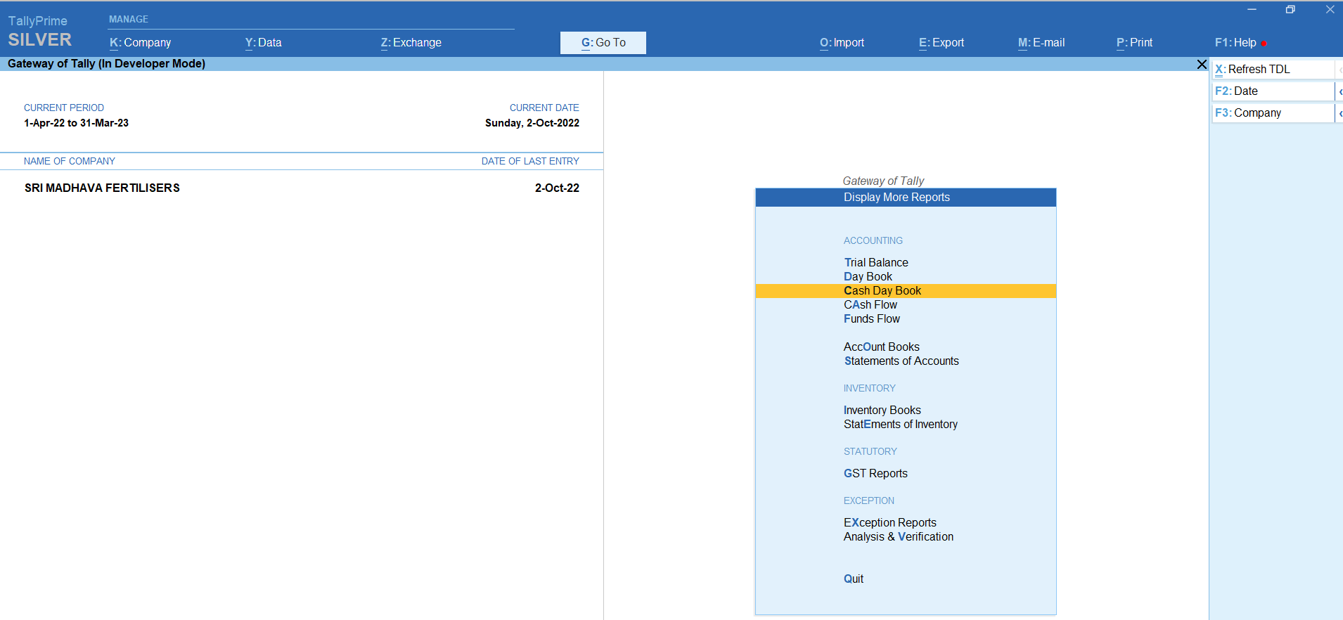 Opening & Closing Cash Day Book – TallyPrime add-on by AK Soft Solutions