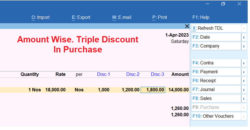 Triple Discount in Purchase – TallyPrime add-on by AK Soft Solutions